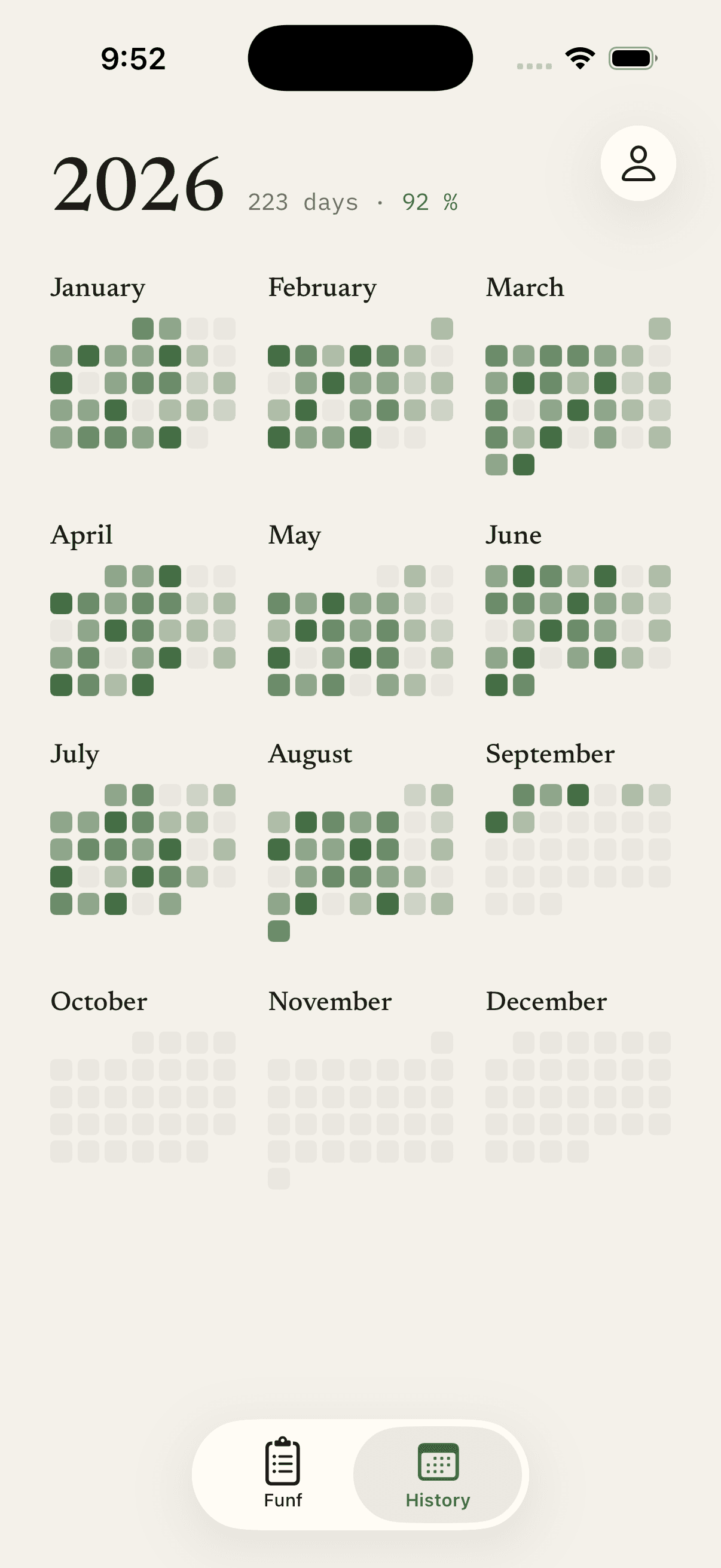 The year in green on iPhone
