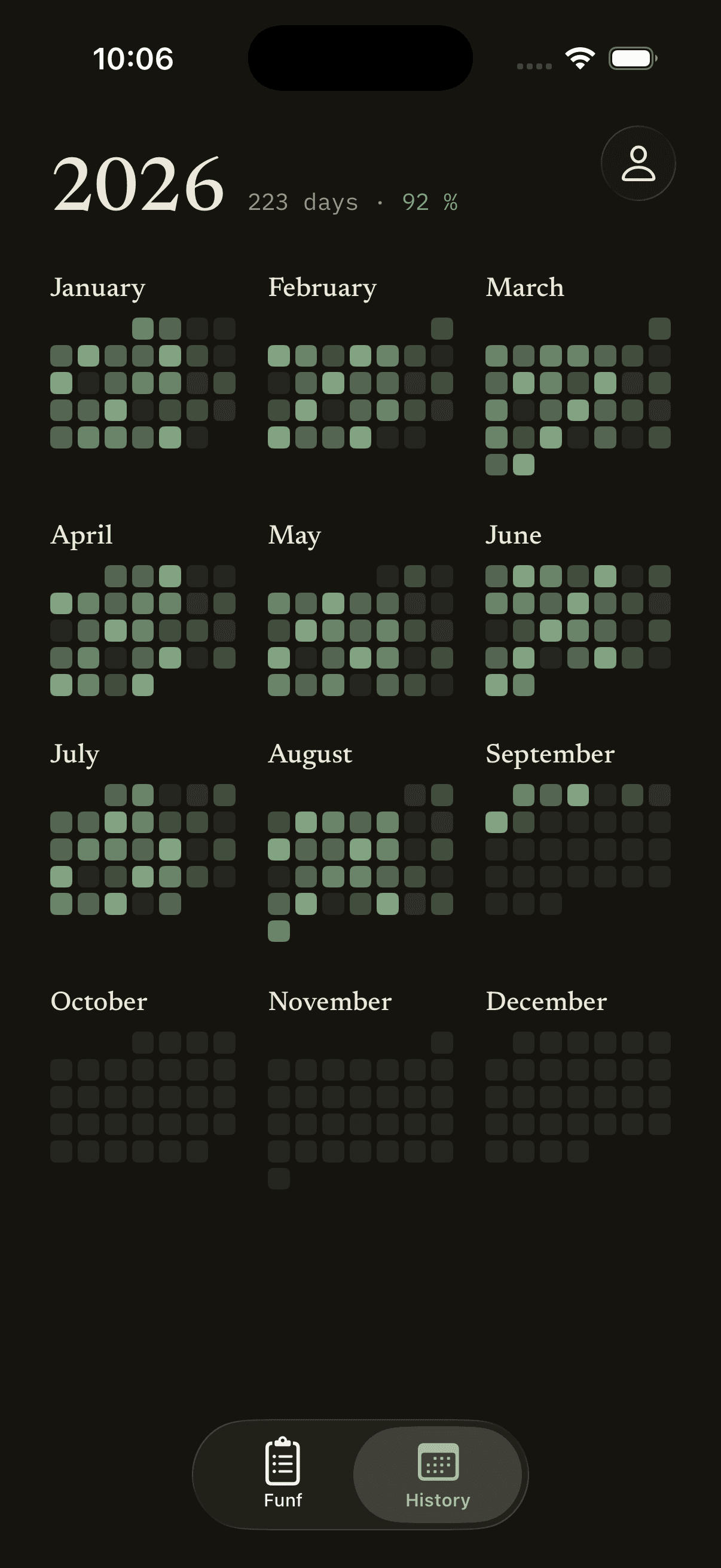 The year in green on iPhone
